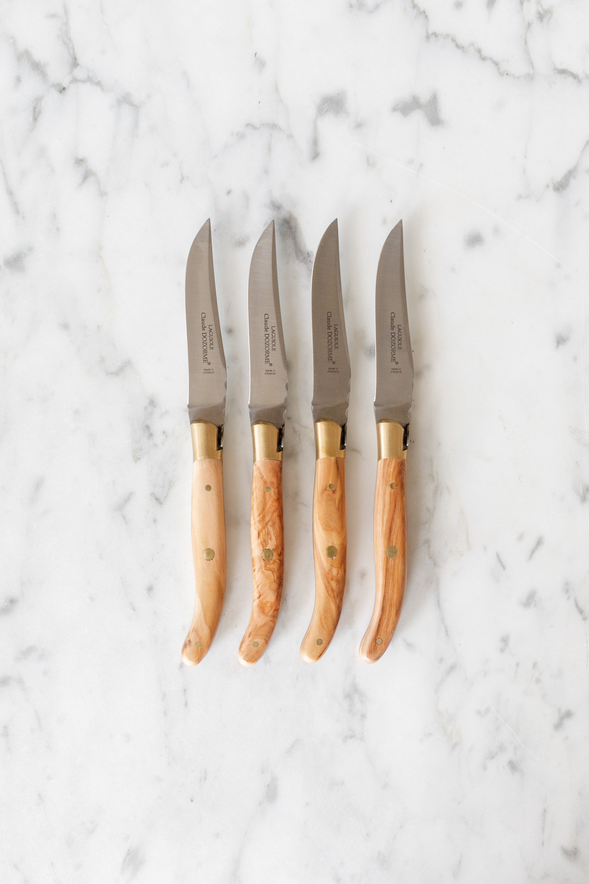 laguiole claude dozorme 4本 Claude Dozorme Laguiole Olive Wood Knives – Hoppe Shoppe