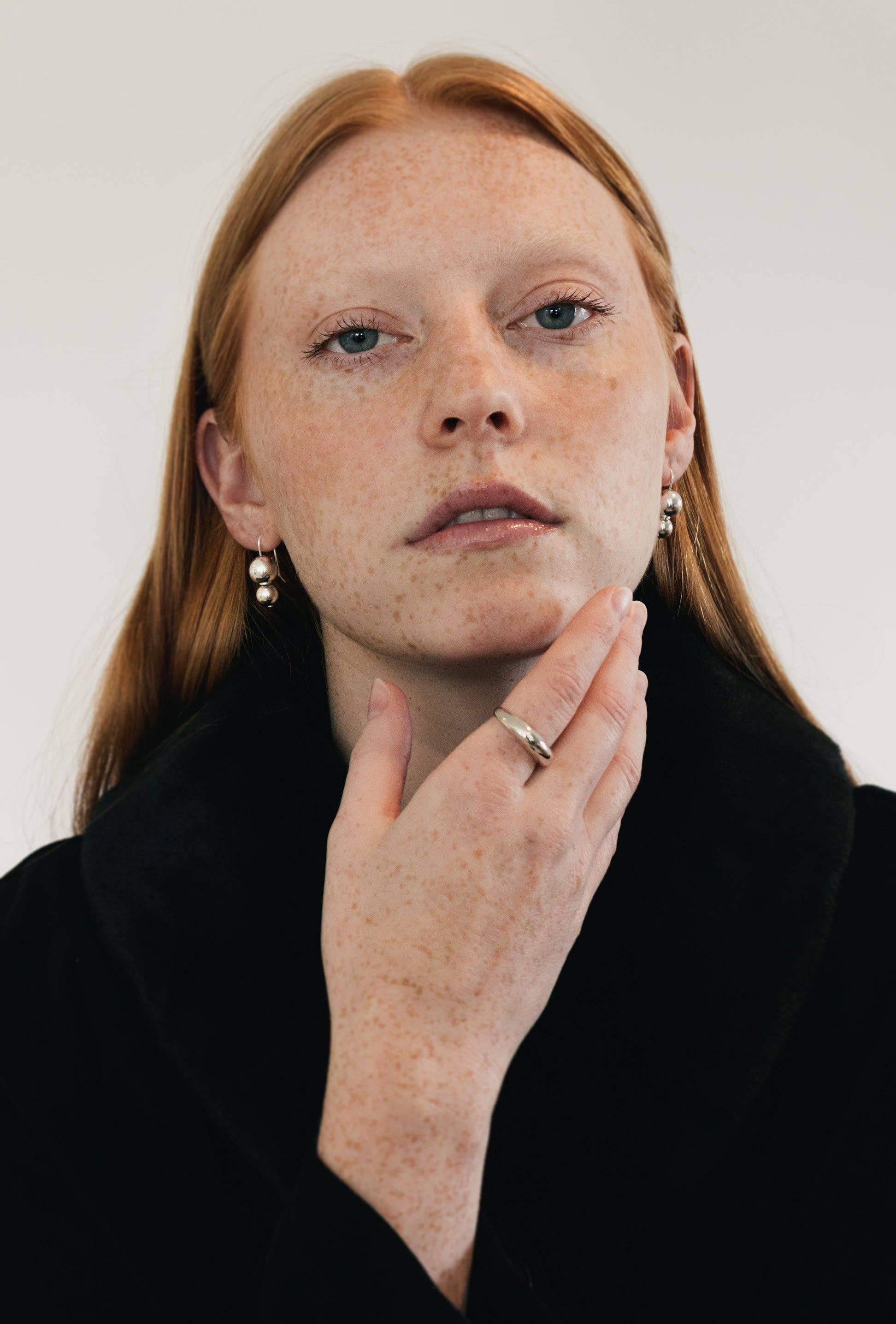 Double Orb Sterling Silver Earrings