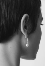 Collette Long Earring in Silver Pearl