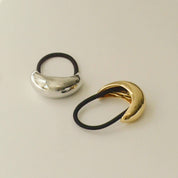 Narrow Crescent Metal Cuff Hair Tie in Silver