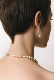 Collette Long Earring in Silver Pearl