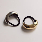 Wide Crescent Metal Ponytail Hair Tie in Silver