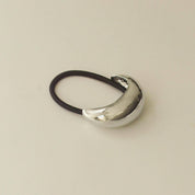 Narrow Crescent Metal Cuff Hair Tie in Silver