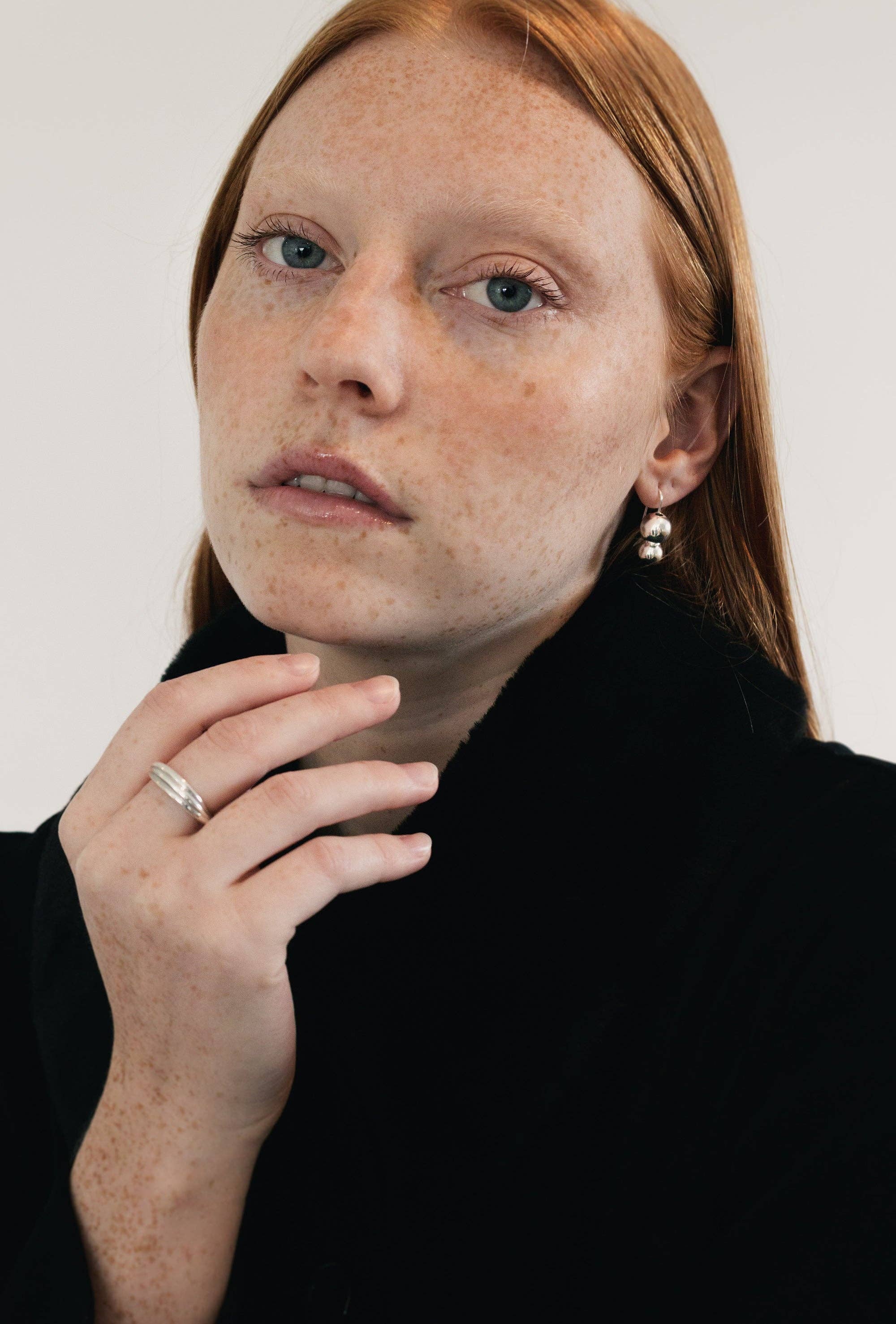 Double Orb Sterling Silver Earrings