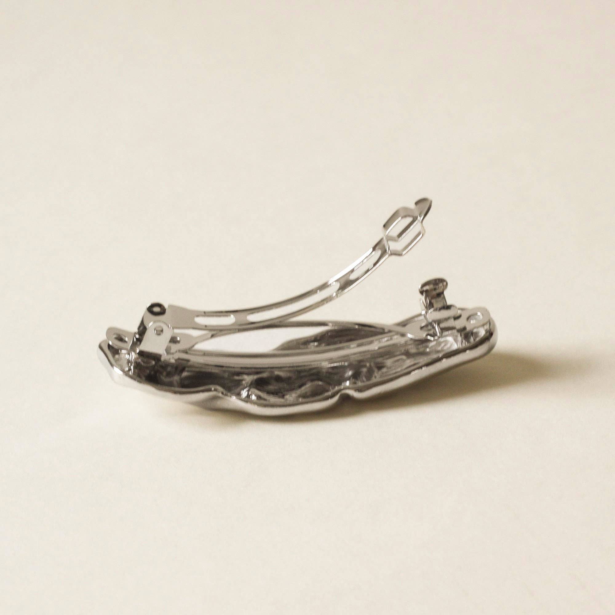 Textured Metal Barrette Hair Clip in Silver