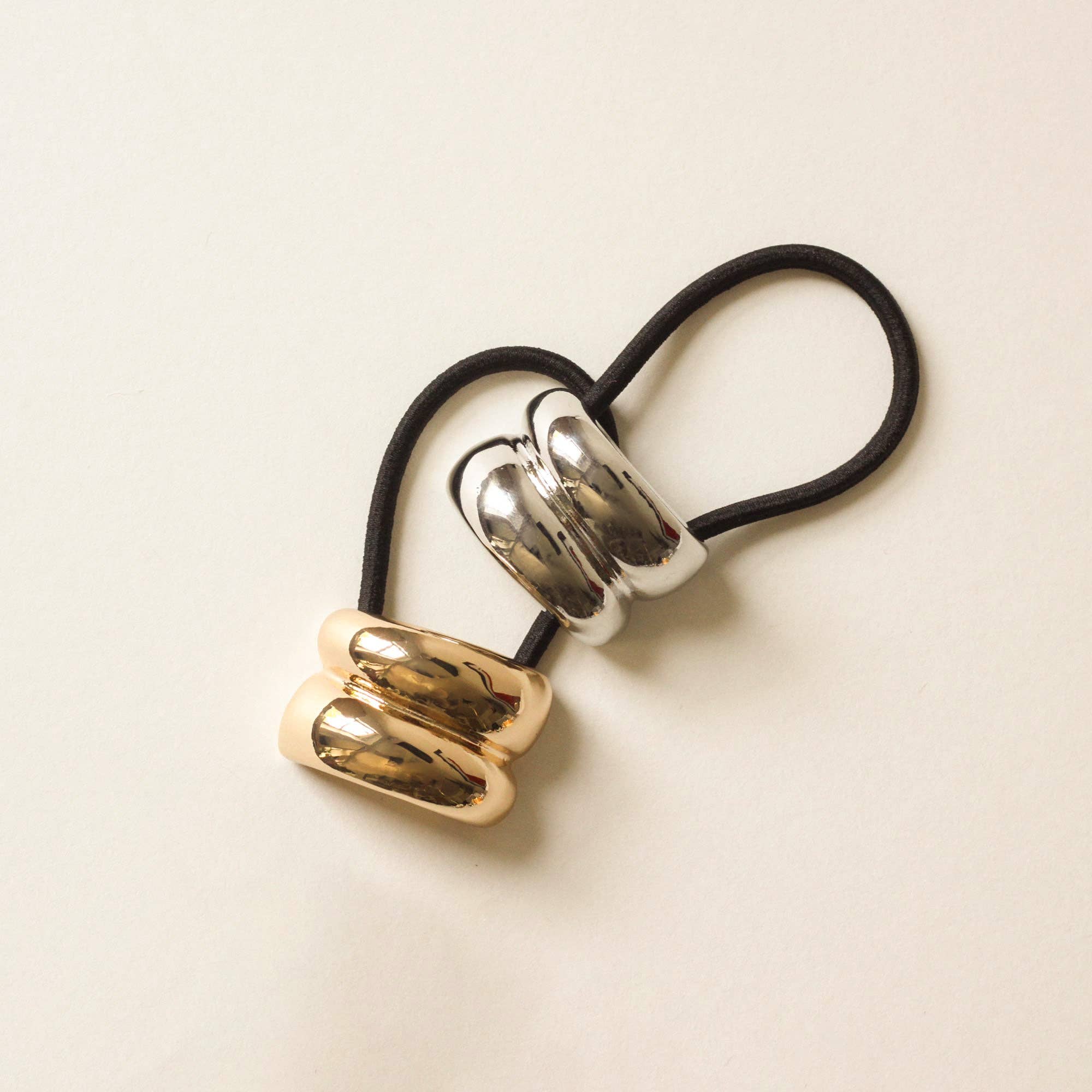 Mini Double Arch Metal Ponytail Hair Tie in Gold