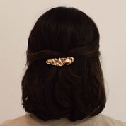 Textured Metal Barrette Hair Clip in Gold
