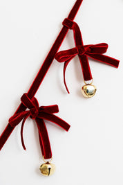 Christmas Velvet Chain Ribbon Bells in Red