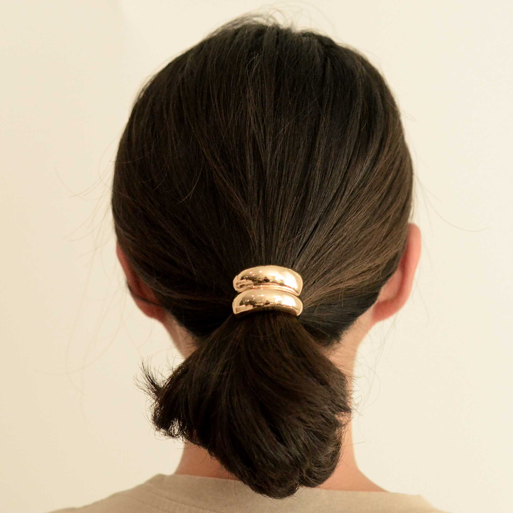 Mini Double Arch Metal Ponytail Hair Tie in Gold
