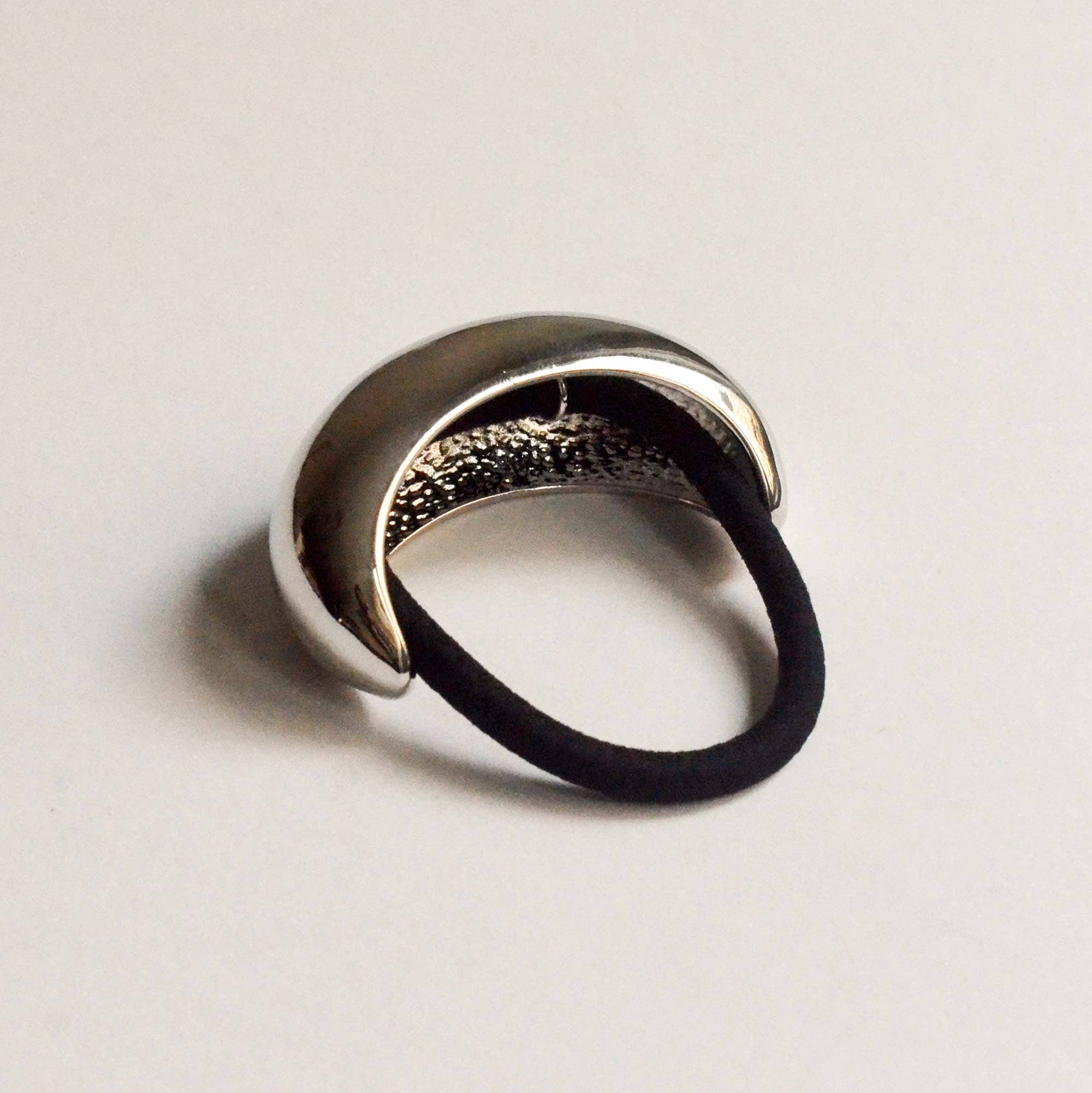 Wide Crescent Metal Ponytail Hair Tie in Silver