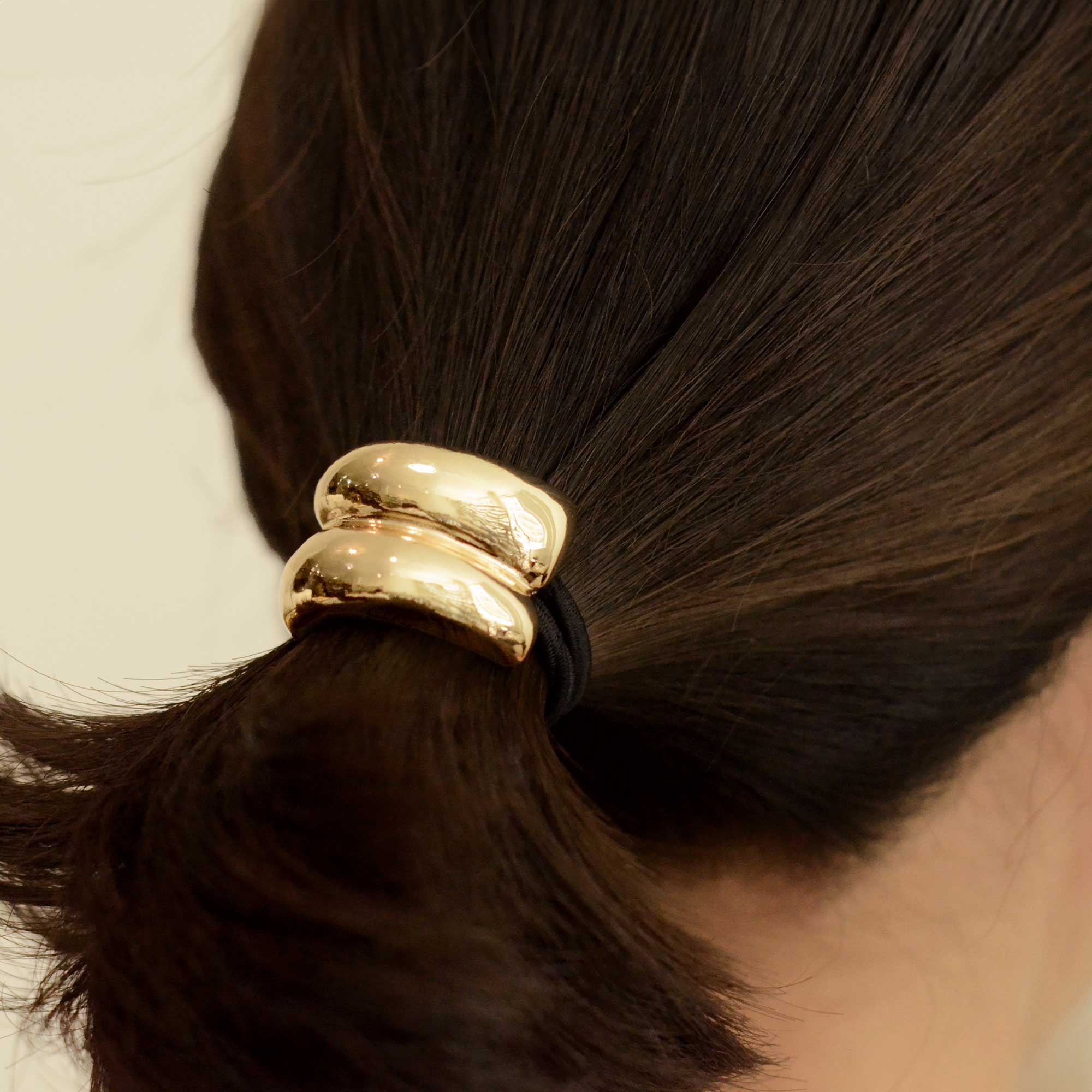 Mini Double Arch Metal Ponytail Hair Tie in Gold
