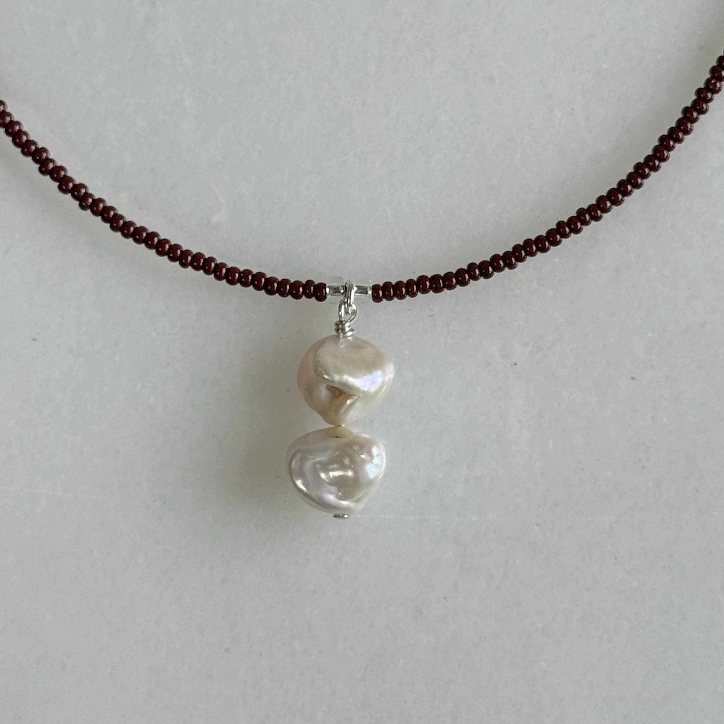 Pearl Drop Necklace - Espresso