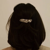 Textured Metal Barrette Hair Clip in Silver