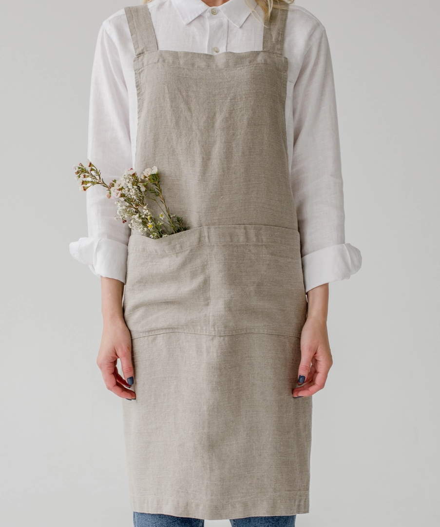 Linen Crossback Pinafore Apron - Multiple Colors