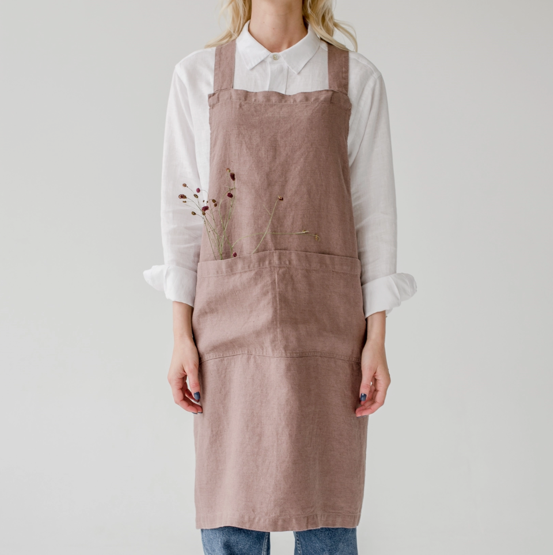 Linen Crossback Pinafore Apron - Multiple Colors