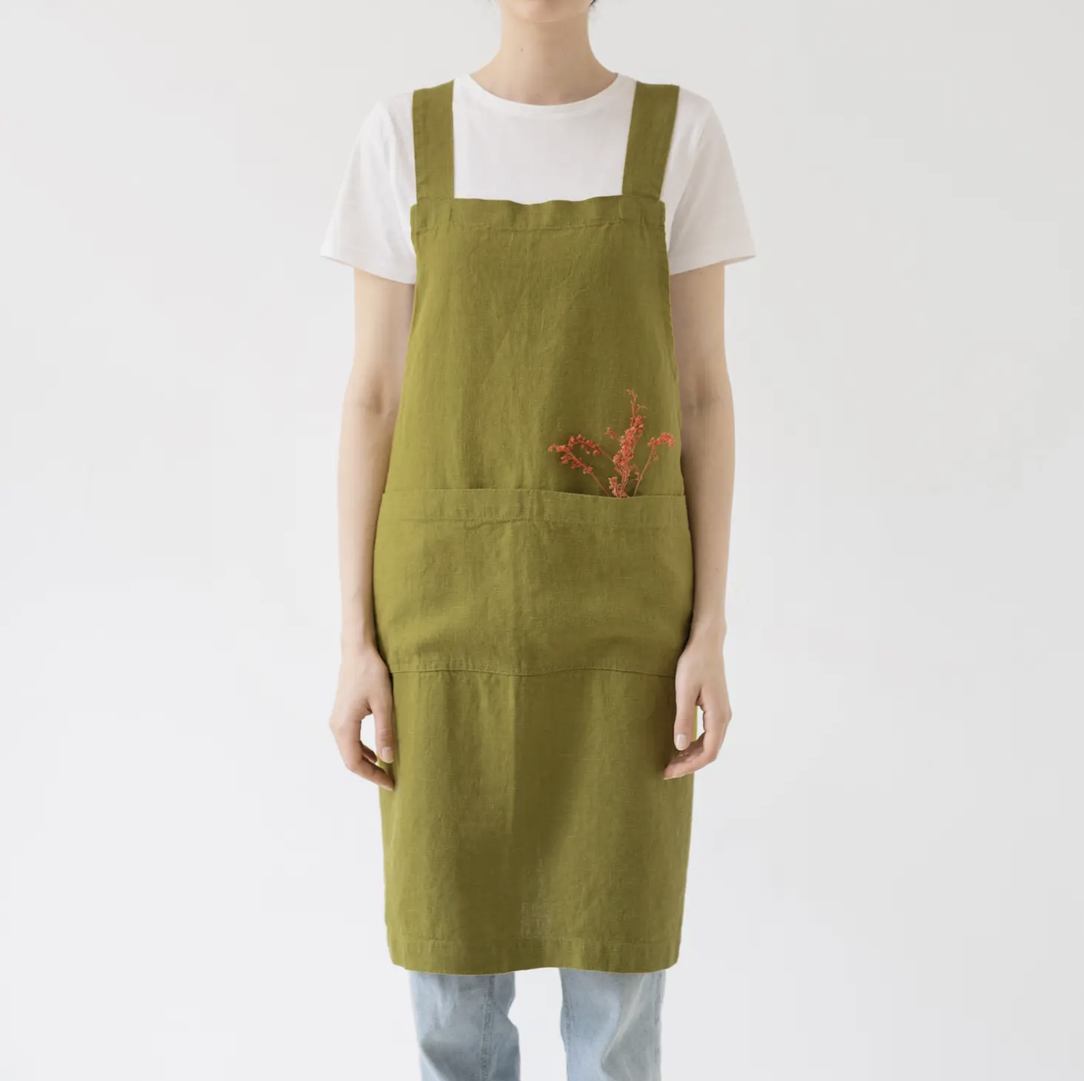 Linen Crossback Pinafore Apron - Multiple Colors