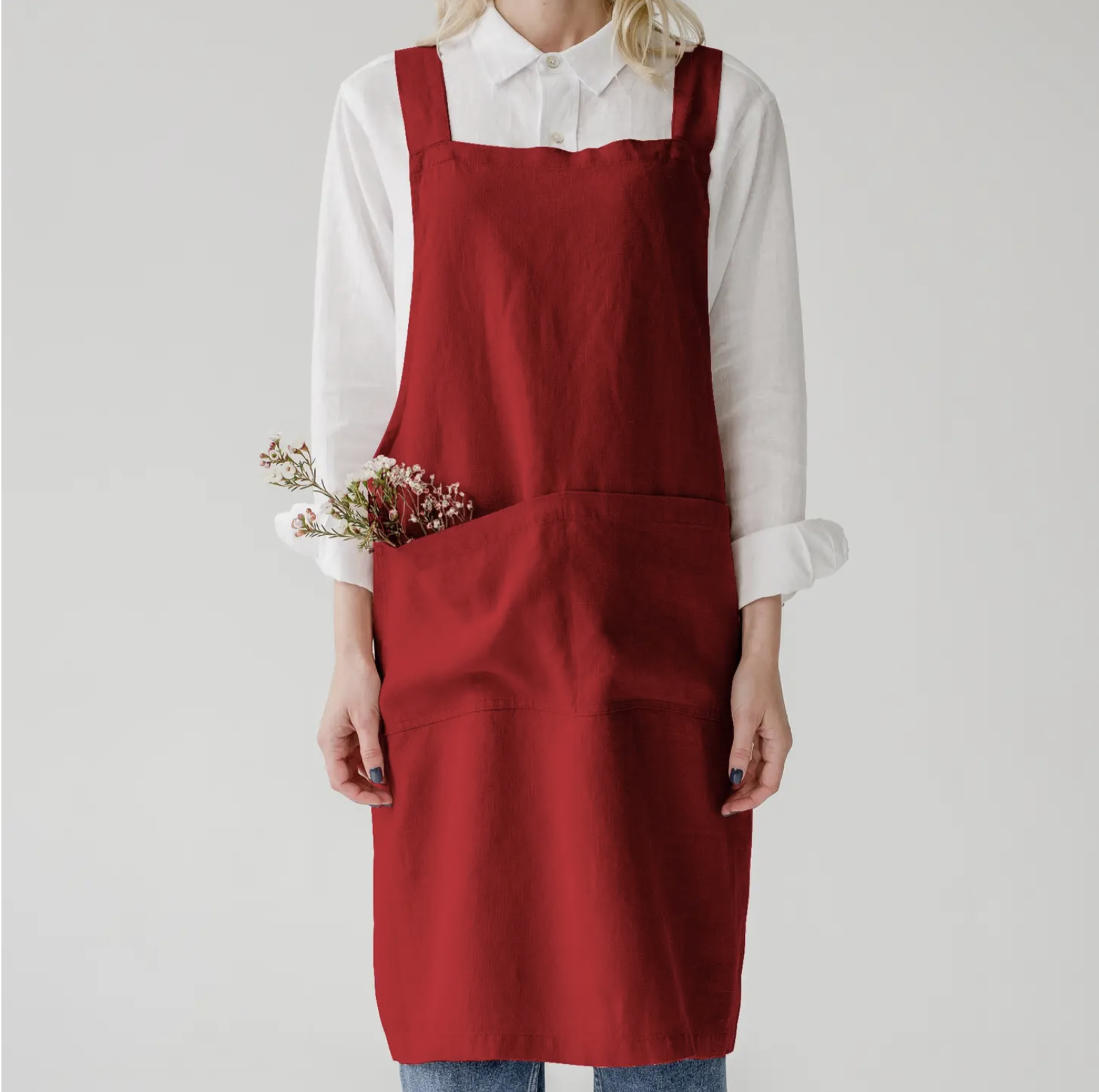 Linen Crossback Pinafore Apron - Multiple Colors