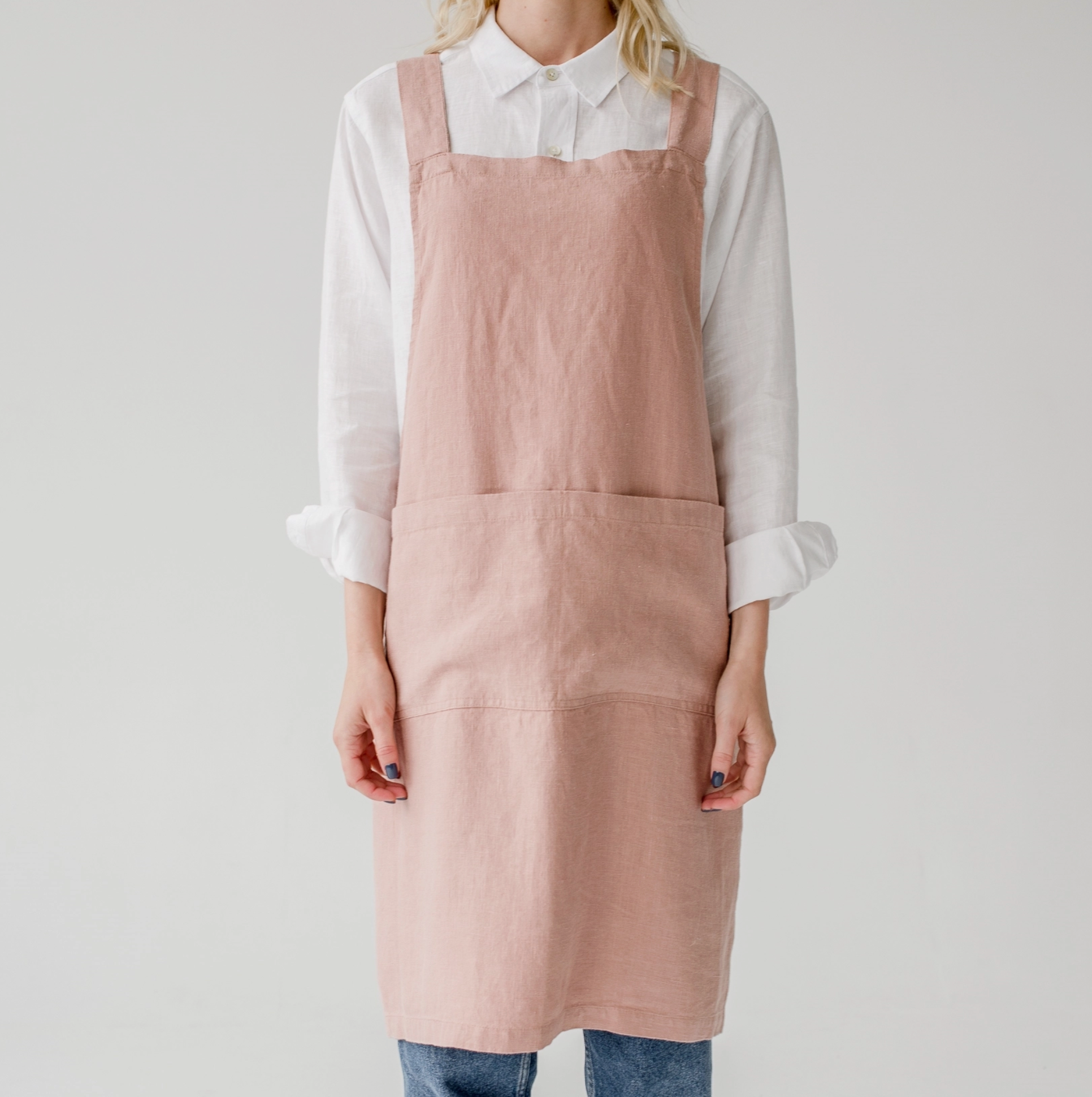 Linen Crossback Pinafore Apron - Multiple Colors