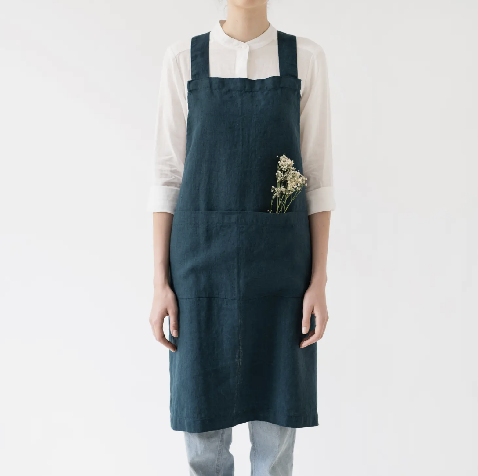 Linen Crossback Pinafore Apron - Multiple Colors