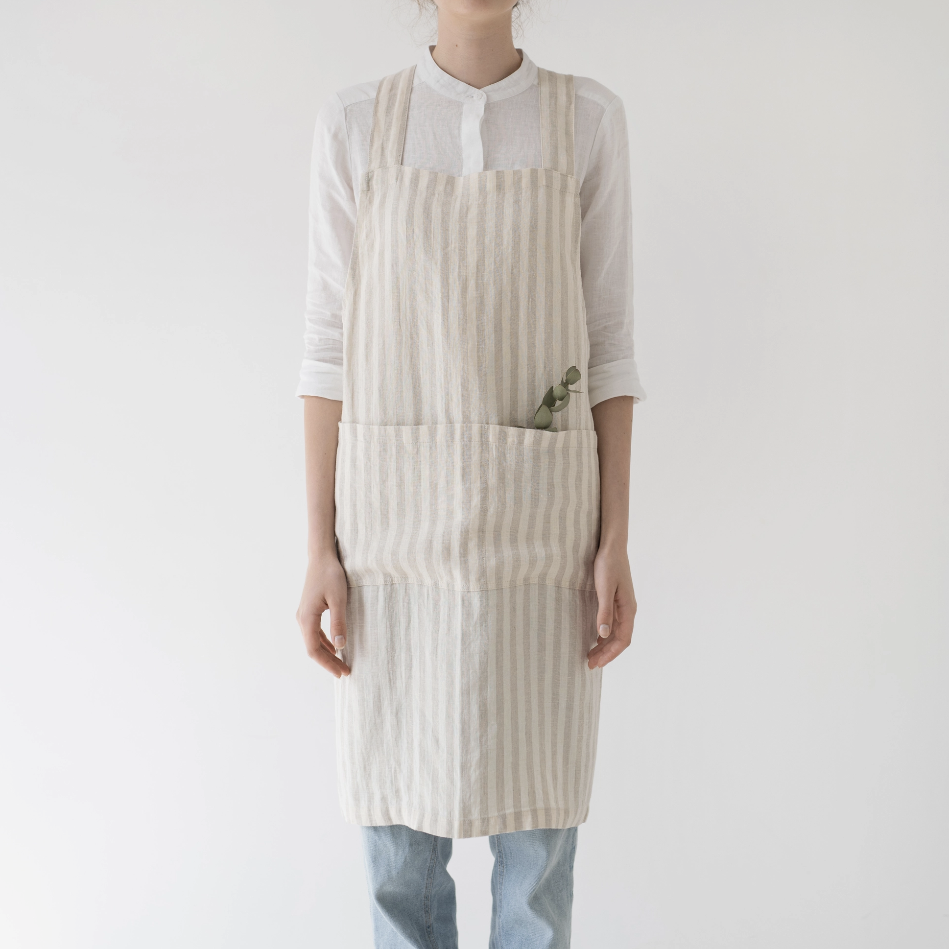 Linen Crossback Pinafore Apron - Multiple Colors