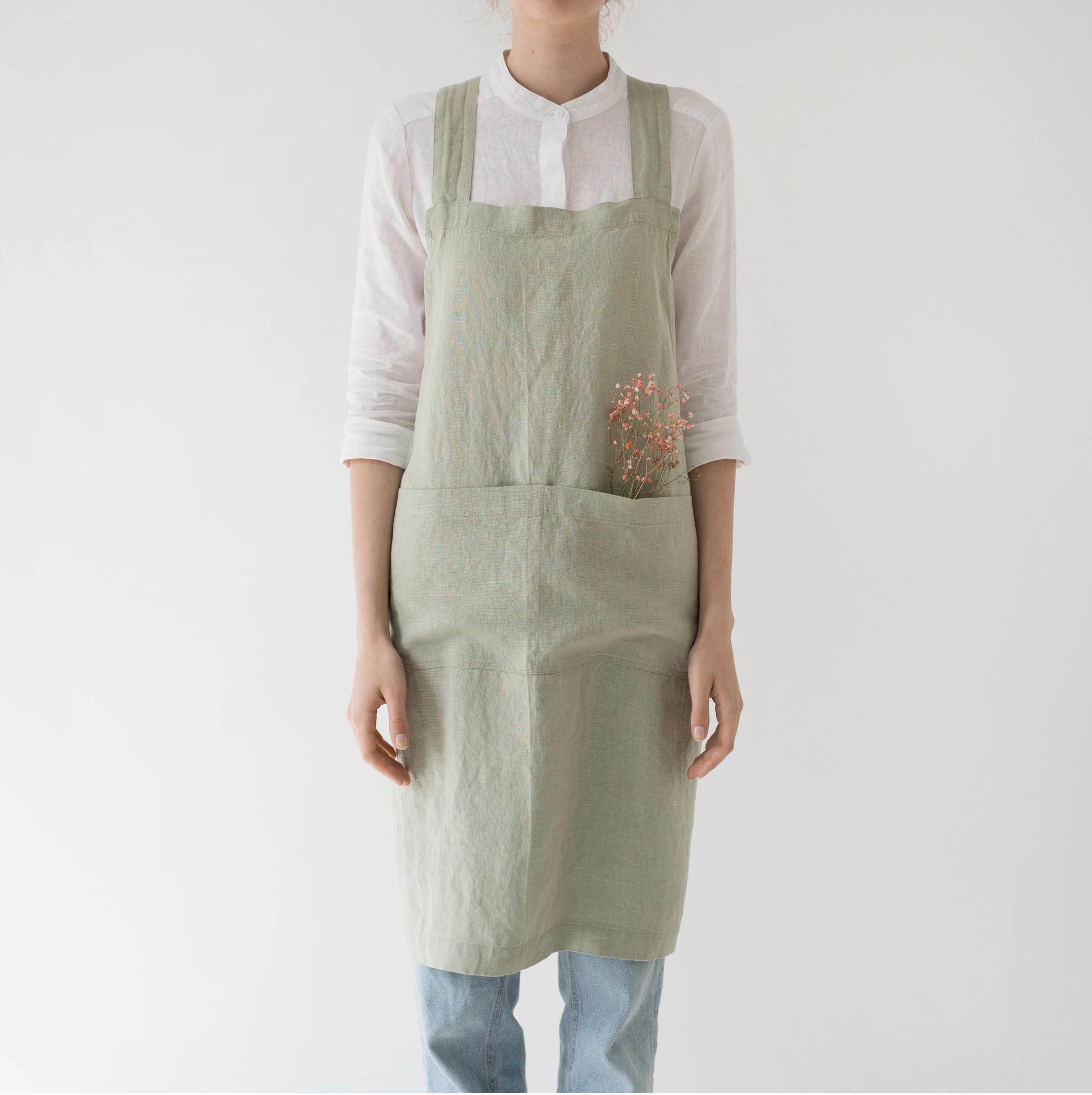 Linen Crossback Pinafore Apron - Multiple Colors