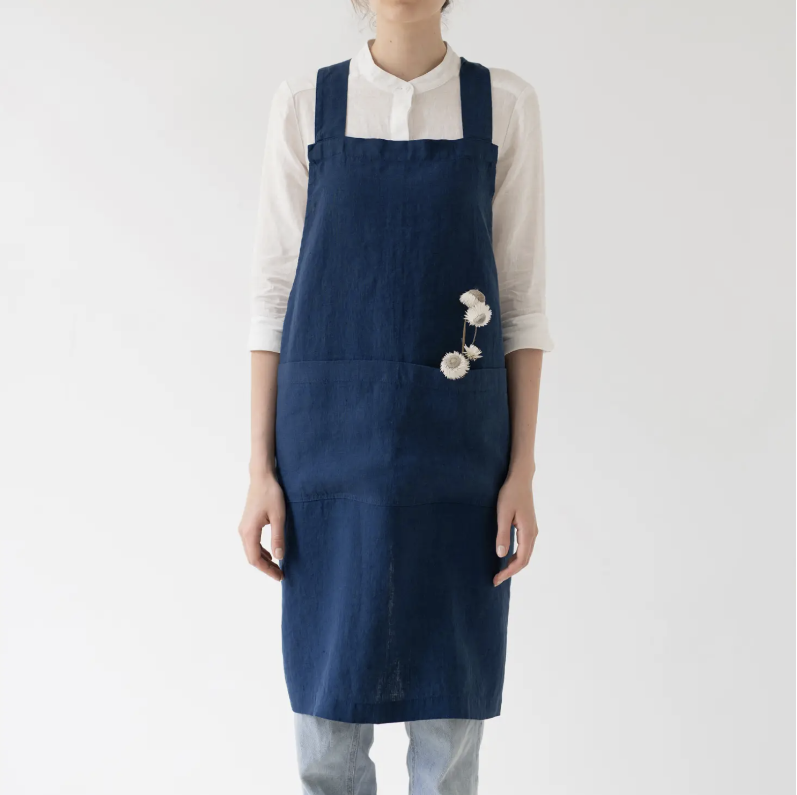 Linen Crossback Pinafore Apron - Multiple Colors