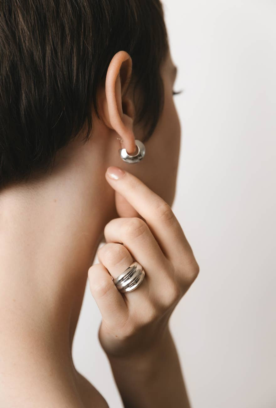 Round Peak Earrings Sterling Silver