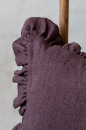 Anika Solid Ruby Lumbar Pillow with Ruffle