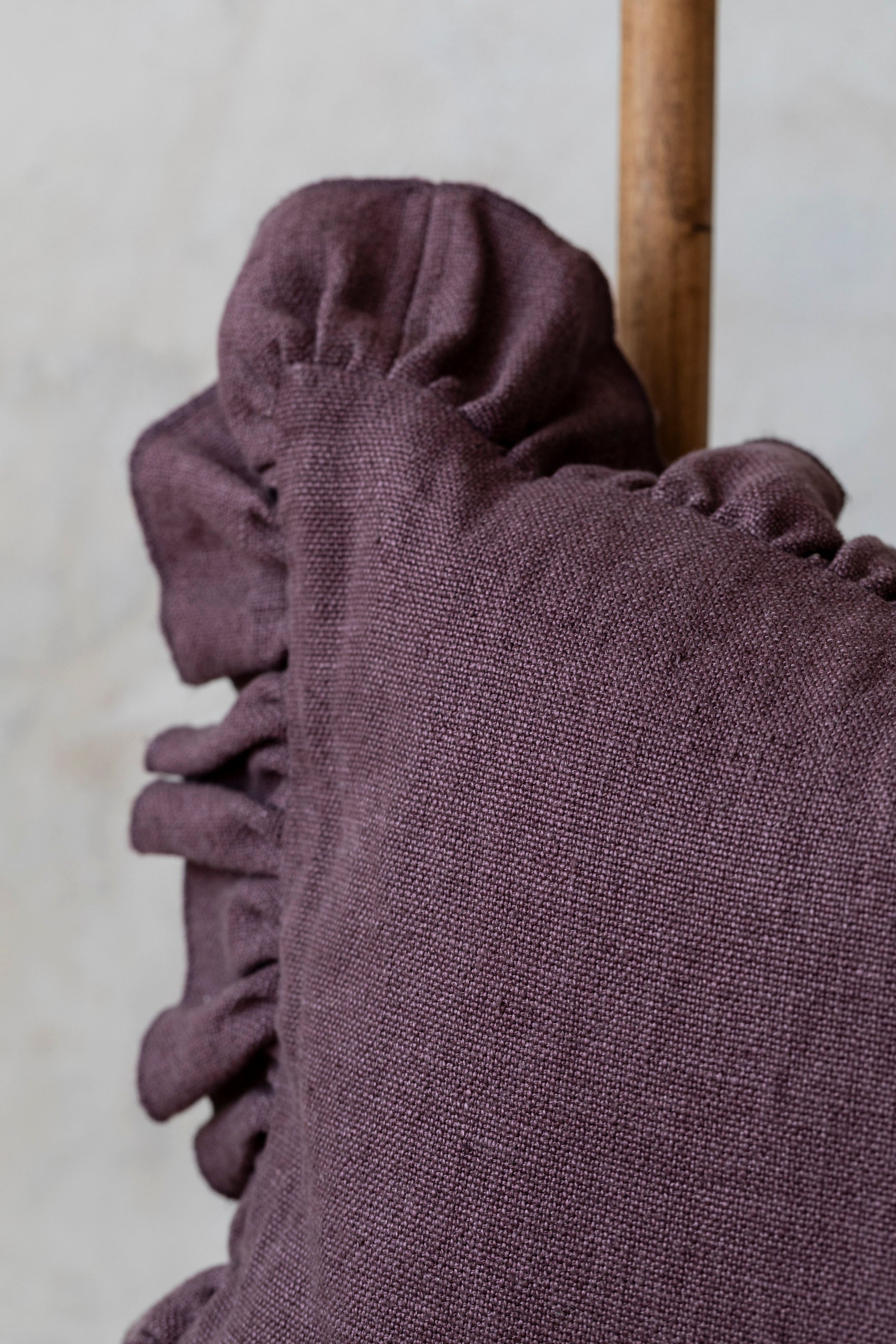 Anika Solid Ruby Lumbar Pillow with Ruffle