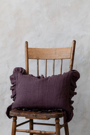 Anika Solid Ruby Lumbar Pillow with Ruffle