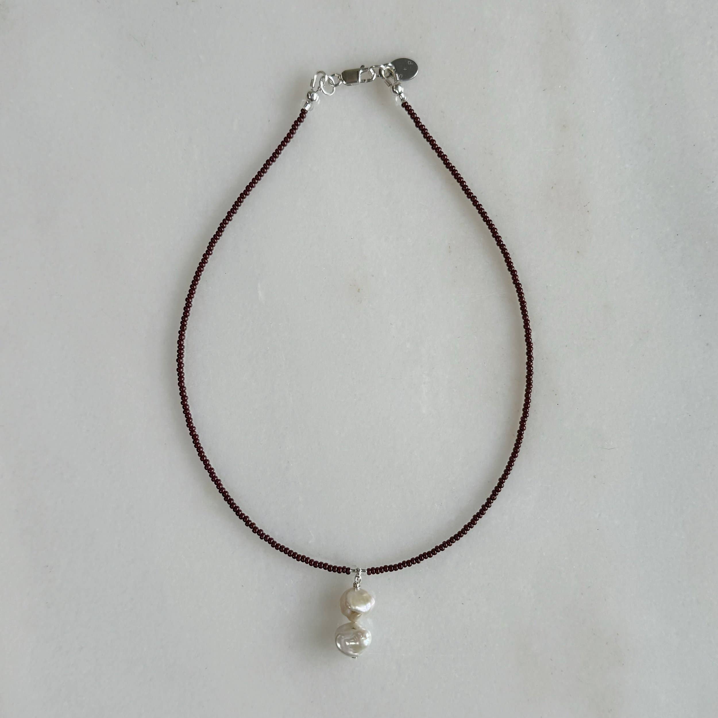 Pearl Drop Necklace - Espresso