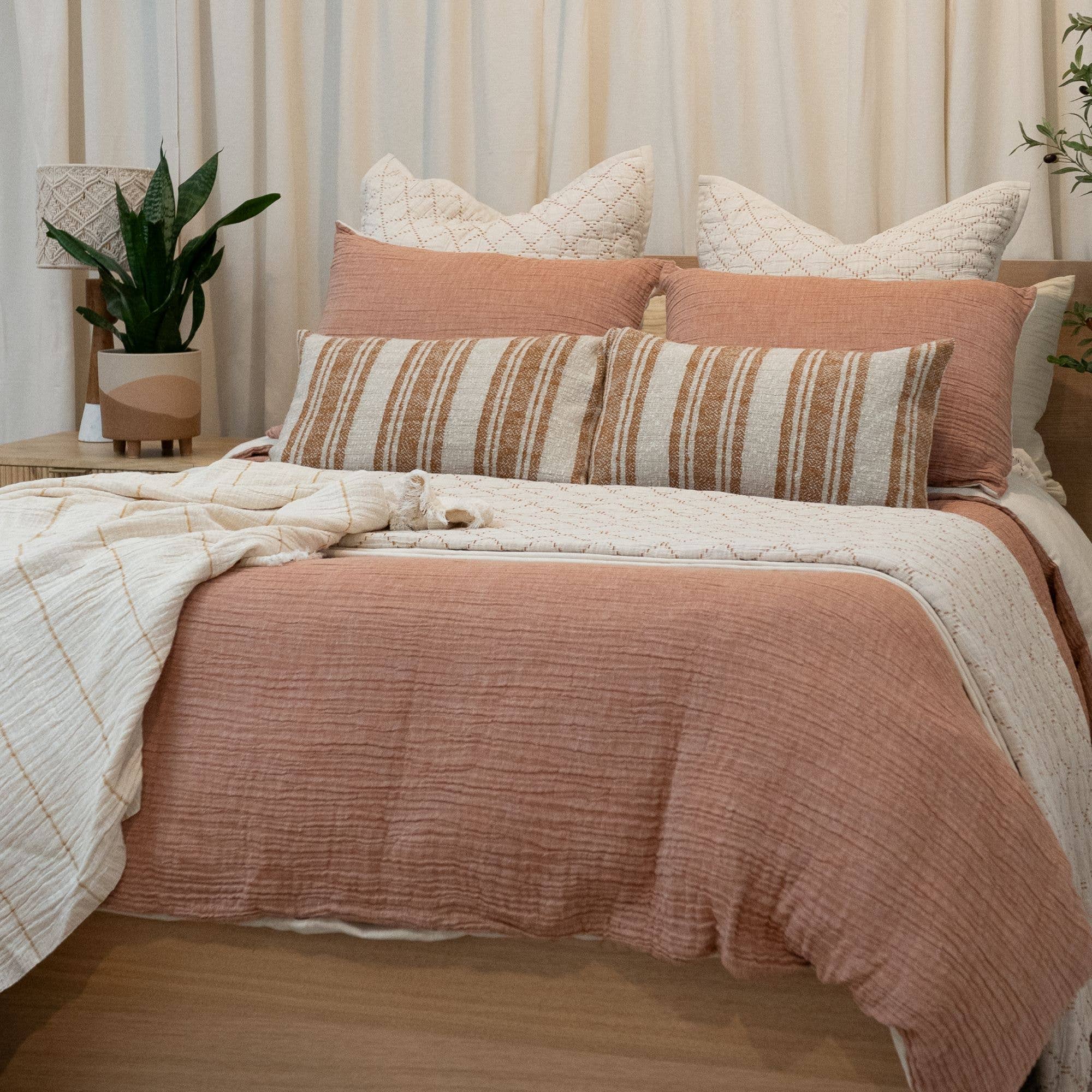 Rust Crinkled Linen Duvet Cover