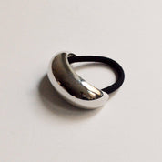 Wide Crescent Metal Ponytail Hair Tie in Silver
