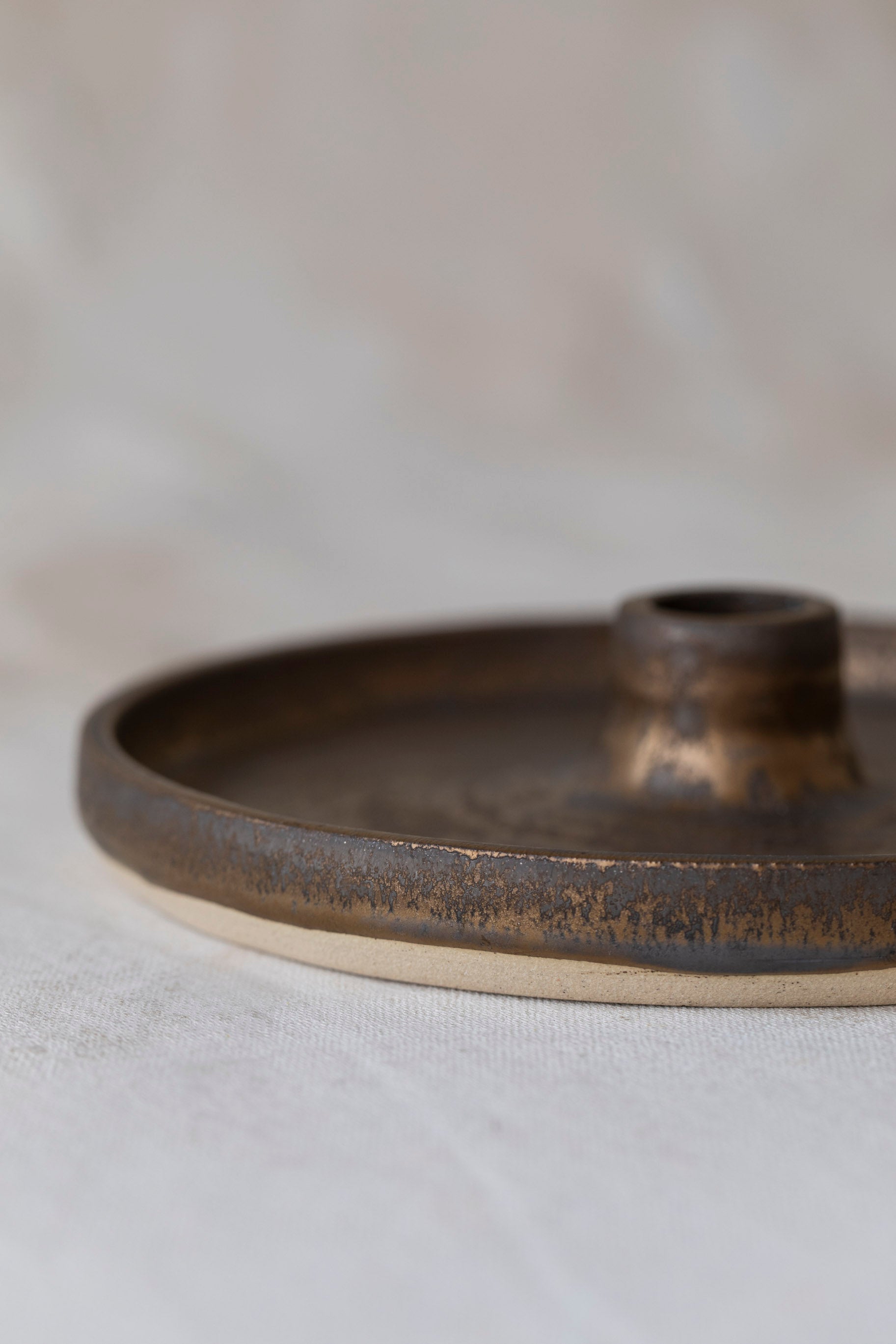 Bronze Wide Candle Holder Dish