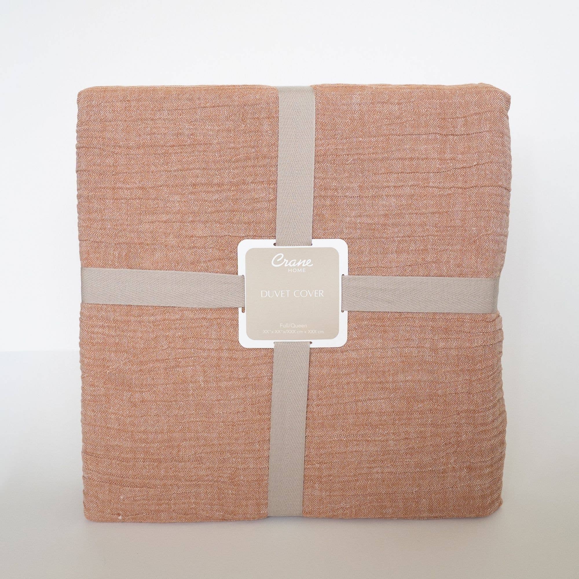 Rust Crinkled Linen Duvet Cover