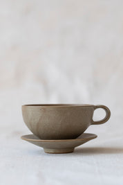 Cappuccino and Saucer Set in Sage