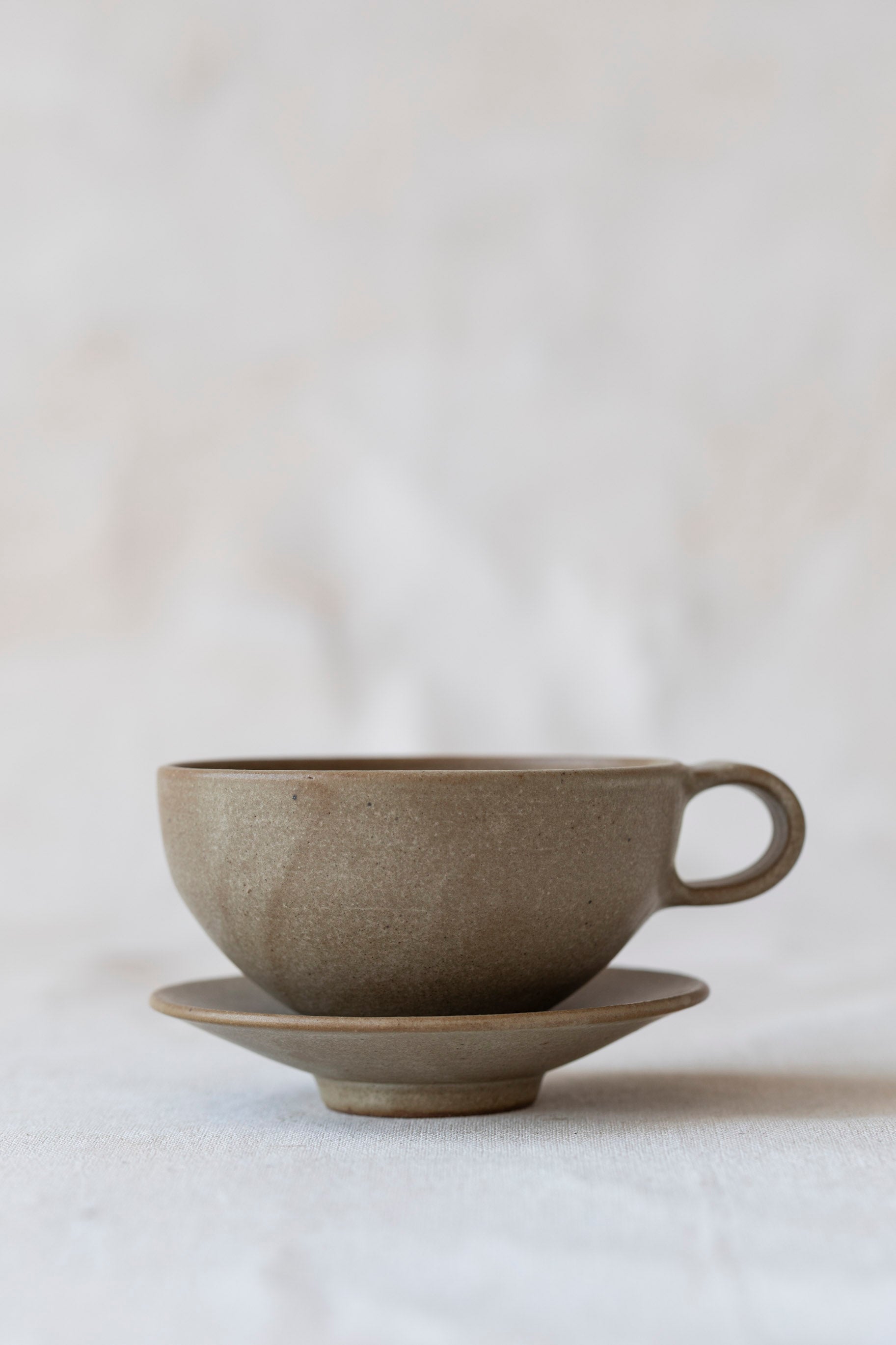 Cappuccino and Saucer Set in Sage