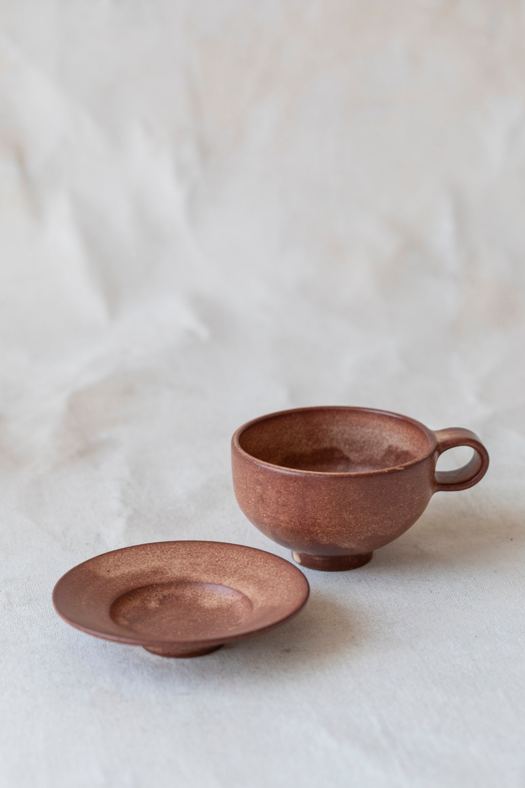 Cappuccino and Saucer Set in Sandstone