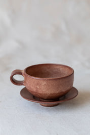 Cappuccino and Saucer Set in Sandstone