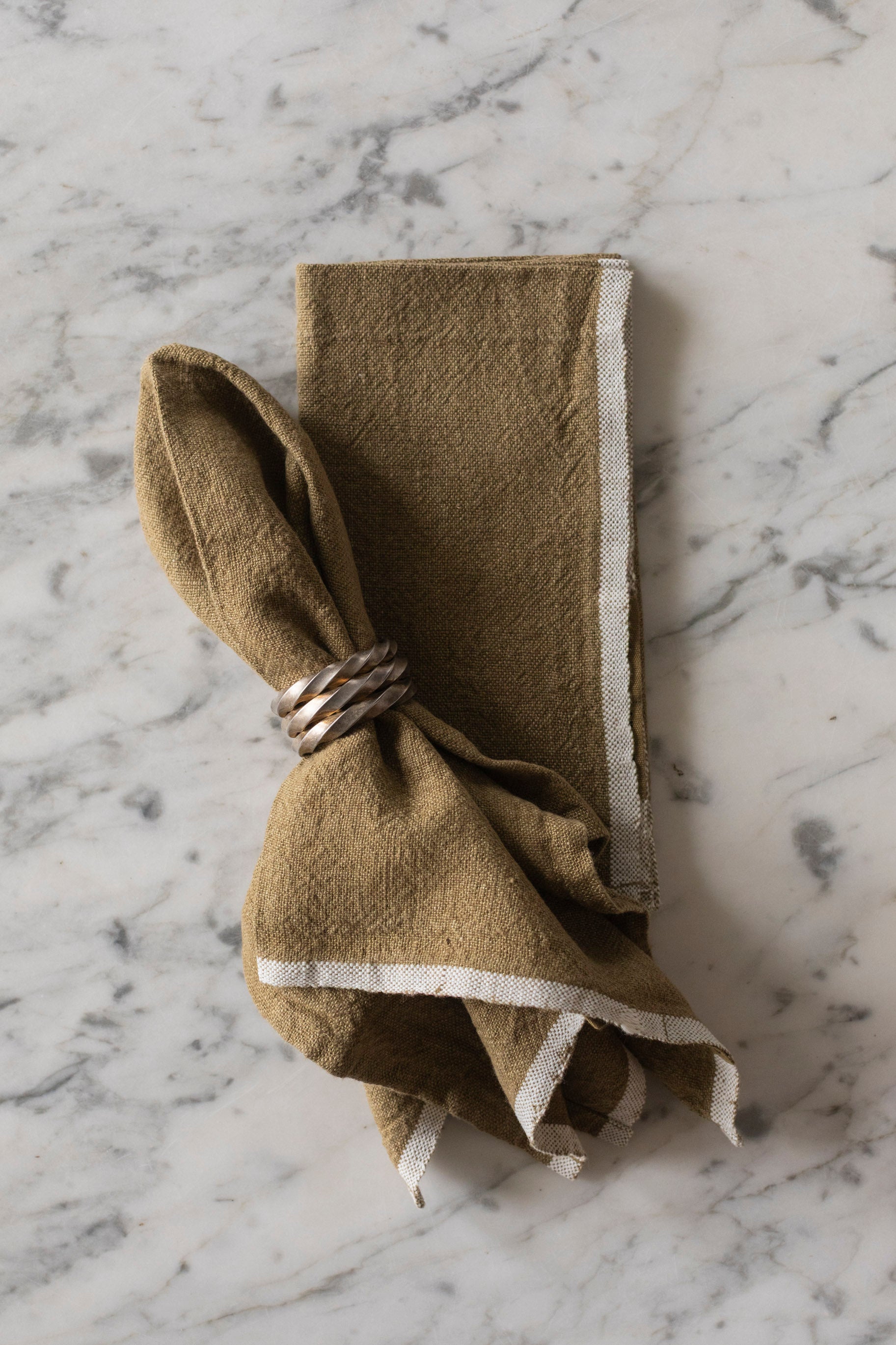 Chunky Linen Napkins in Forest Green