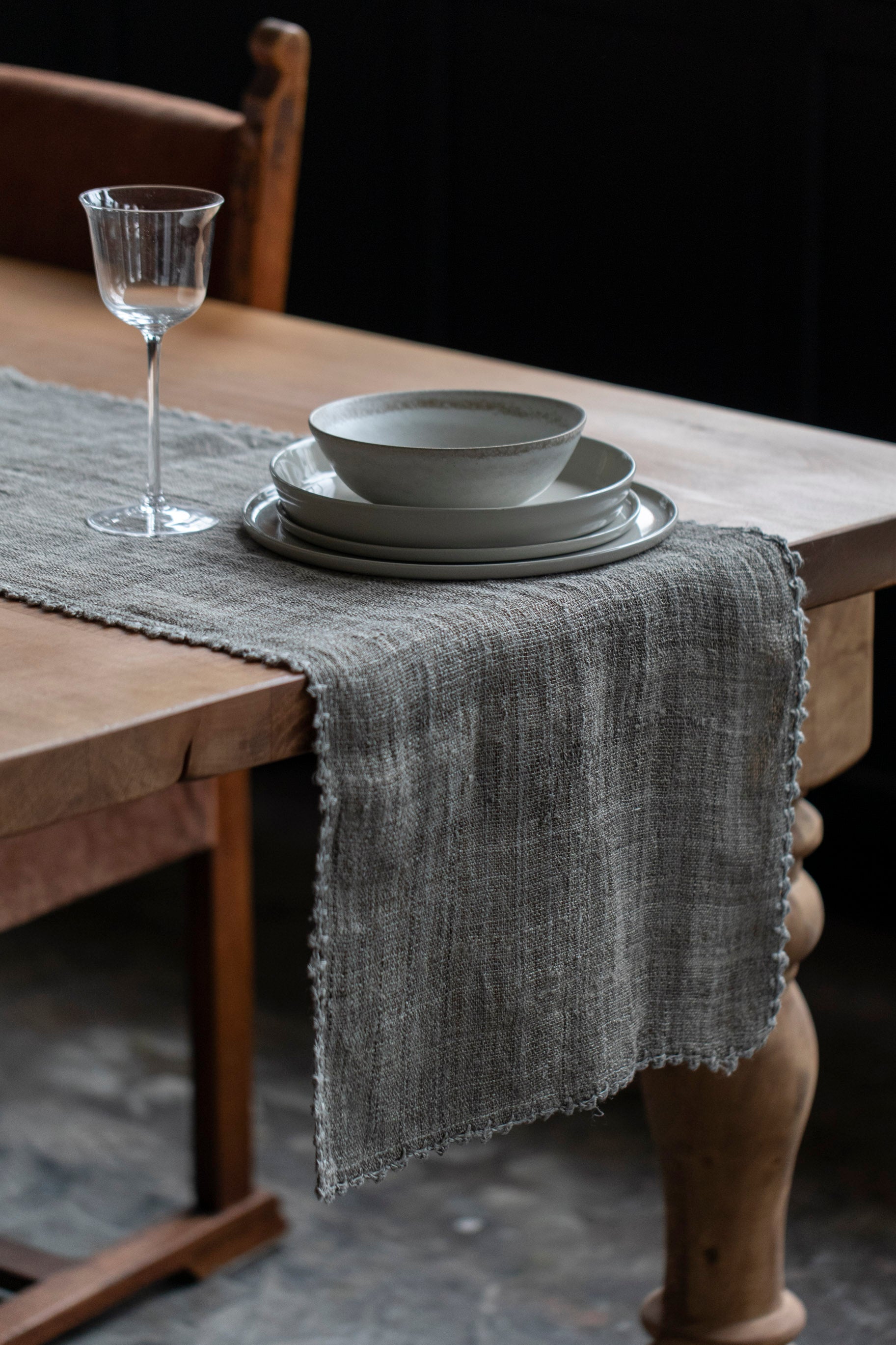 Crochet Edge Hemp Table Runner