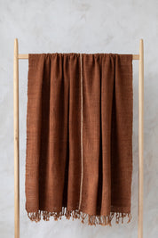 Handspun Stitched Throw in  Terracotta