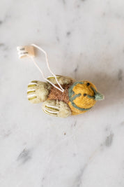 Felt Bird Ornament in Ochre/Green