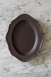 Festone Oval Serving Platter in Mocha Brown