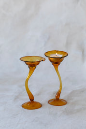 Flicker Blooms Candle Holders in Amber