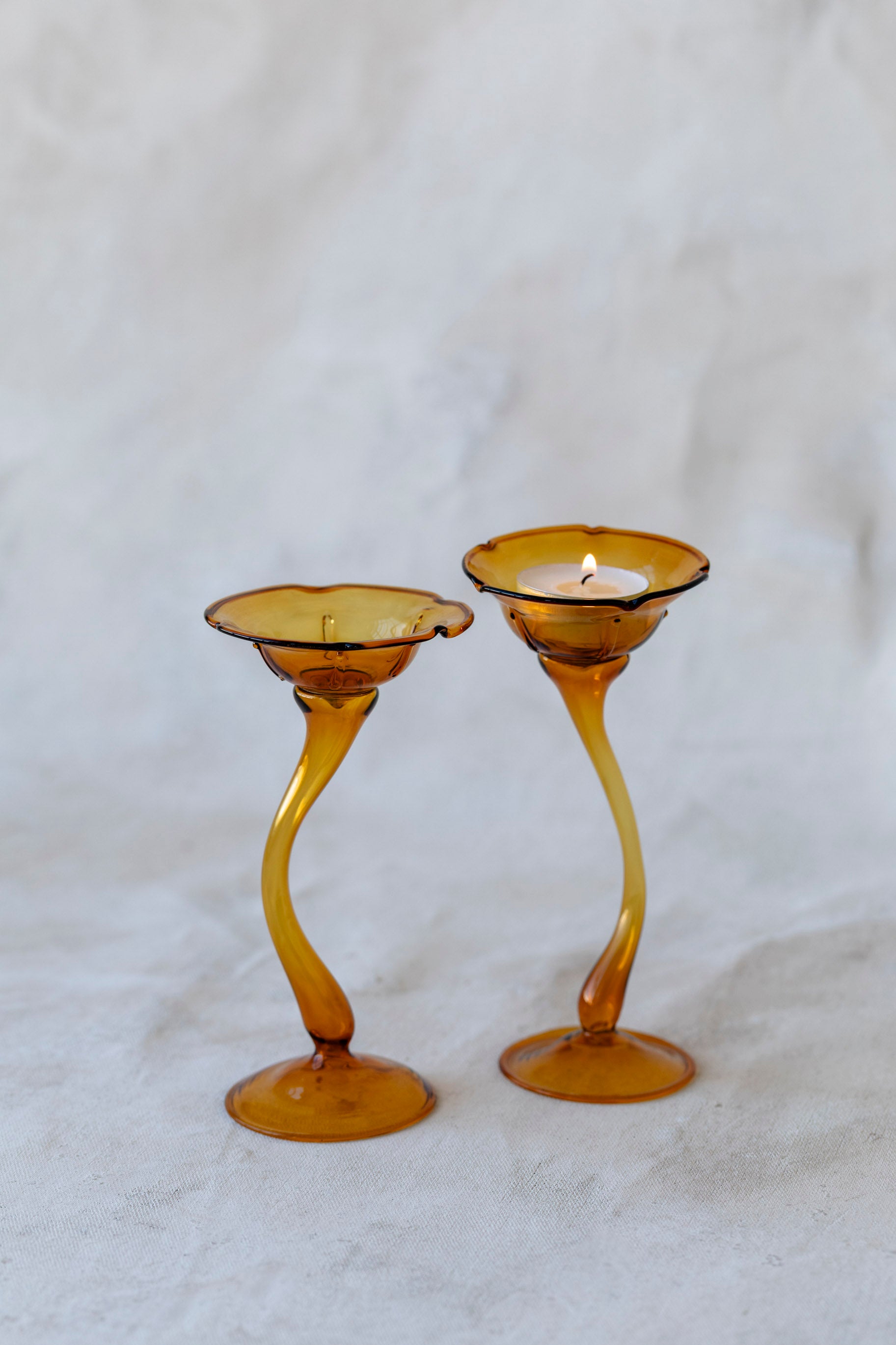 Flicker Blooms Candle Holders in Amber