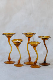 Flicker Blooms Candle Holders in Amber