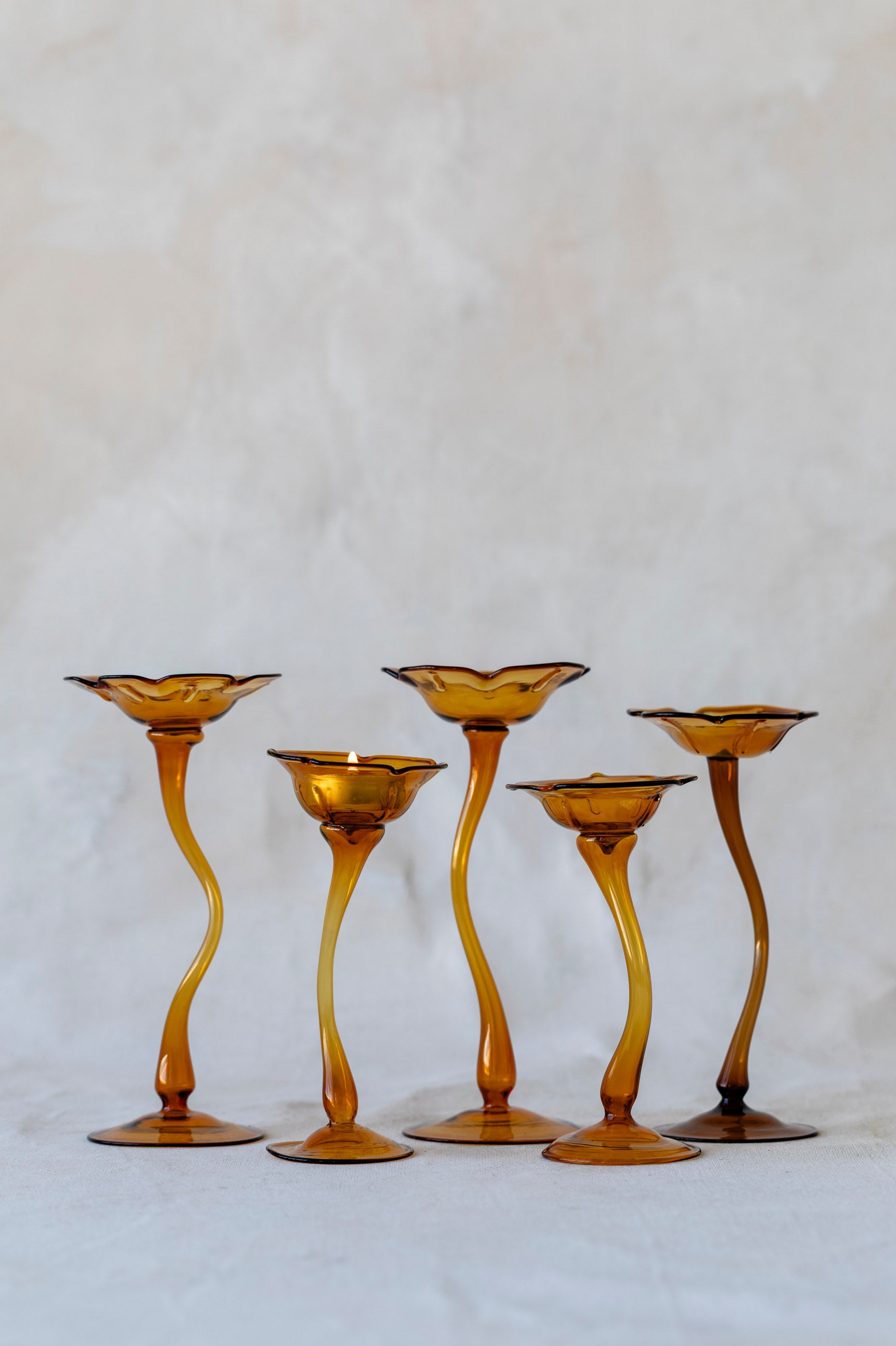 Flicker Blooms Candle Holders in Amber