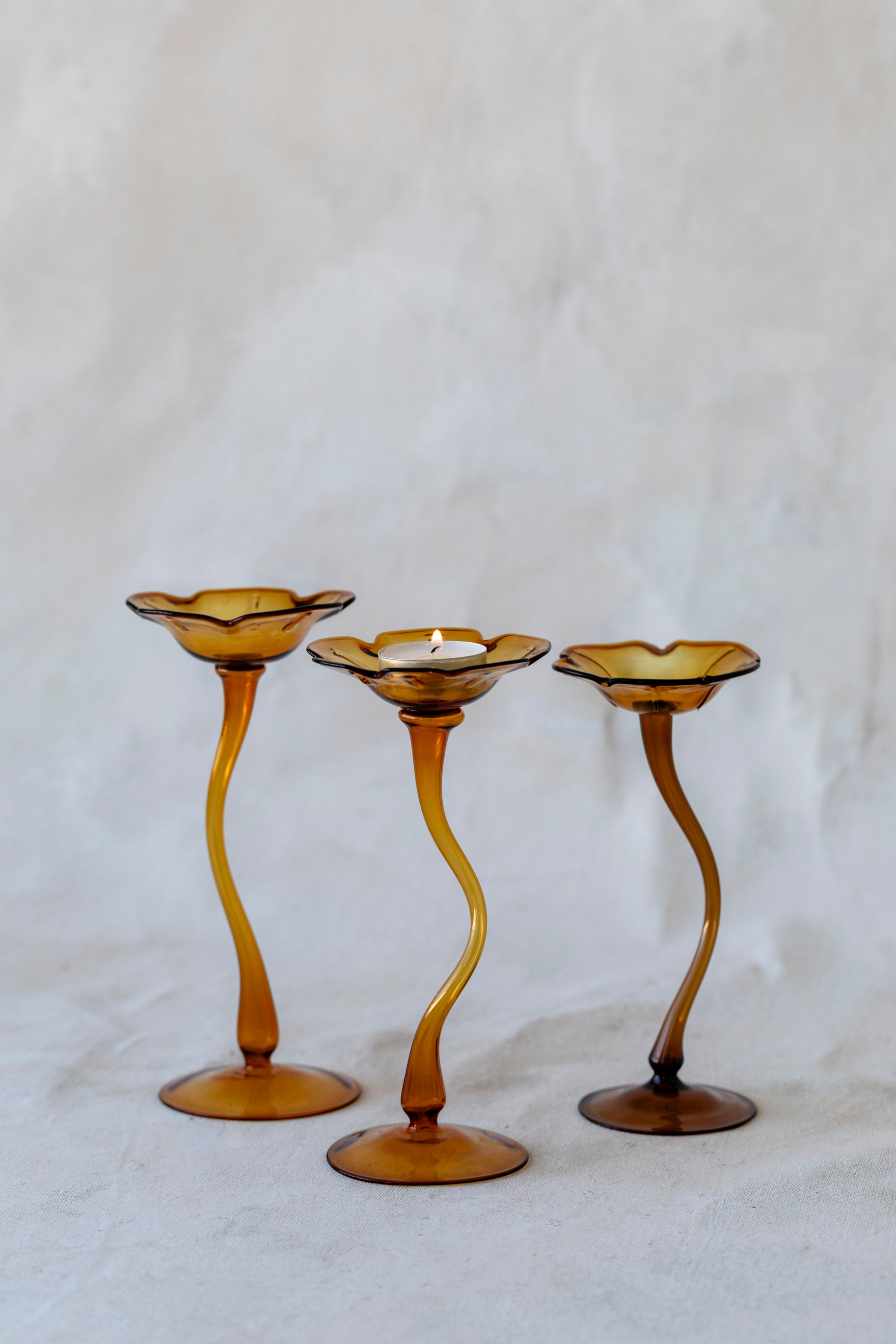 Flicker Blooms Candle Holders in Amber