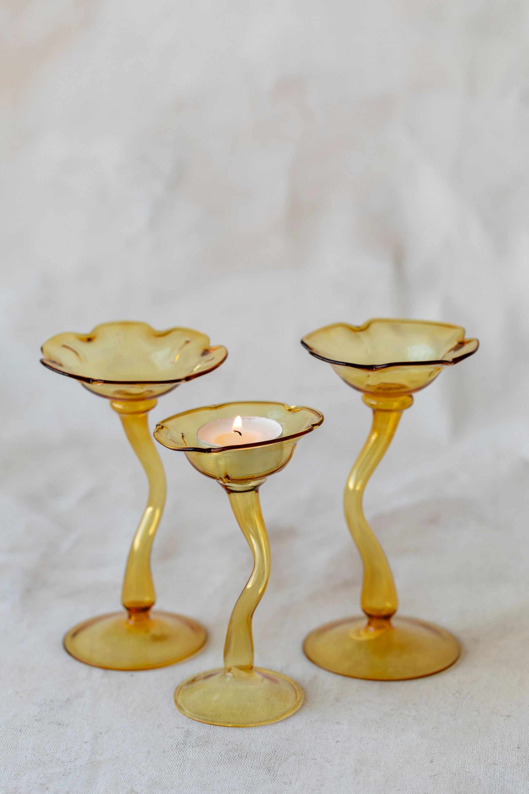 Flicker Blooms Candle Holders in Yellow